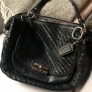 Black weave satchel.
